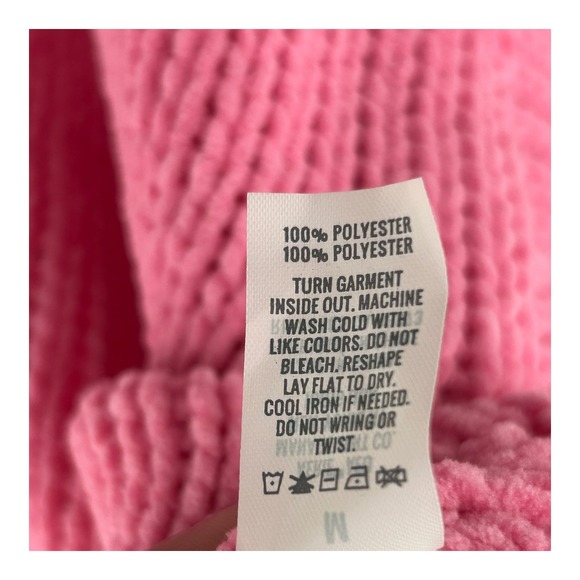 Aerie Sunset Chenille Pink Turtleneck Oversized Chunky‎ Sweater Womens Medium - Picture 6 of 10
